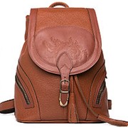 Женский рыжий кожаный рюкзак фотография