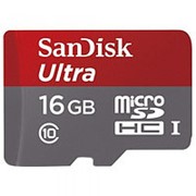 Карта microSDHC 16 Gb SanDisk class 10 (адаптер SD)