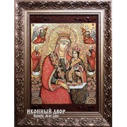 Икона Божией Матери Неувядаемая Роза - Икона Из Янтаря, Ручная Работа Код товара: Оар-180 фотография
