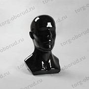 Манекен голова мужской для шапок, пластиковый. Г-402(черн) фото
