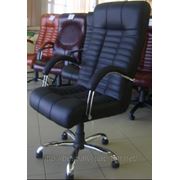 Кресло Атлант, кожа люкс, цвет черный, Atlant Steel chrome. фото