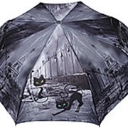 Женский серо-черный зонт с котами фото