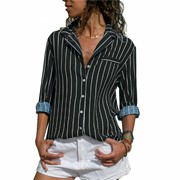 Женская рубашка в полоску (46-56) черная