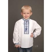 Вышиванка для мальчика “Серебро“ лен белый фото