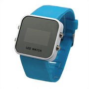 Наручные зеркальные часы Led Watch цветные (Голубой) фото