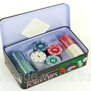 Фишки для покера в металлической коробке (100 фишек с номиналом) фото