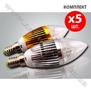 Светодиодная лампа LED E14 5 Вт(=50Вт), свеча 5хE14C5W (5шт) фото