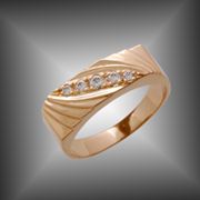 Перстень печатка мужская золото Au 585 пробы с драгоценными и полудрагоценными камнями фото