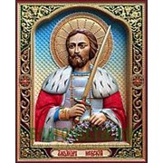 Резные иконы Александр Невский, святой благоверный князь, икона, резьба по дереву Высота иконы 32 см фотография