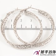 Серьги-кольца родиум ''Тройной переплет'',(d= 3,5 см) 624300(1) фото