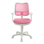 Бюрократ Кресло детское CH-W797/PK/TW-13A белый пластик, спинка/сетка розовая, ткань, розовое