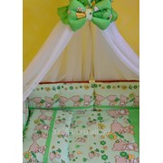 Комплект детского постельного белья ТМ «ASiK», 9 элементов, “Мишка с цветочками“, зеленый, арт.172 фото