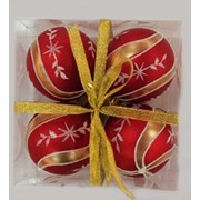 Набор елочных шаров “Новогодние узоры“, 4 шт, 8 см, красные матов., (MILAND) фото