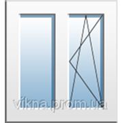 Окно двухчастное с поворотно-откидной створкой aluplast IDEAL 4000 Siegenia, Однокамерный стеклопакет