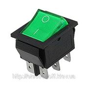 Переключатель с подсветкой широкий, зеленый, 6pin фотография