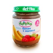 Пюре банан+малина «dettka» без сахара 0,100 л фото