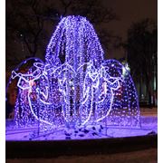 Фонтаны световые, световые объемные фигуры, светодиодные гирлянды для праздничной и новогодней иллюминации фото