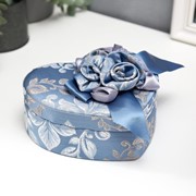 Шкатулка текстиль для украшений сердце “Синий цветок“ 7х15,5х18 см фото