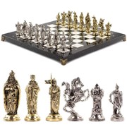 Шахматы из мрамора “Крестоносцы“ с металлическими фигурами (44 х 44 см) фото