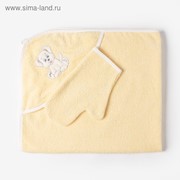 Набор для купания (полотенце-уголок, рукавица), размер 100х110 см, цвет жёлтый фото