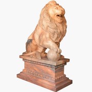 Скульптура Лев огненный с шаром S86b