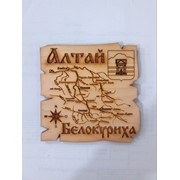 Сувенир из кедра на магните Карта Алтай-Белокуриха фото