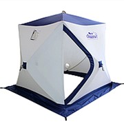 Палатка зимняя куб СЛЕДОПЫТ “Эконом“, 2-х местная, 3 слоя, цв. бело-синий фото