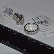 Набор кольцо и серьги родированные с фианитами фото