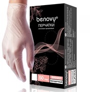 Перчатки (размер S) Benovy виниловые одноразовые прозрачные, 50 пар фото