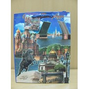 Пакет-сумка подарочный СПБ-коллаж синий 18х23, арт. 1823Ф