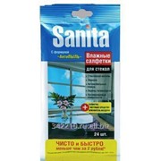 Влажные хозяйственные салфетки Sanita для стекол с формулой Антипыль, 24 шт