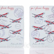 Кожаная обложка на паспорт You + Plane = Happy фото