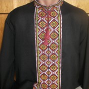 Вышиванка черная мужская длинный рукав фото