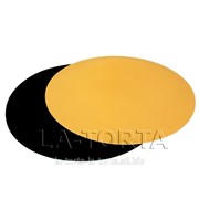 Подложка под торт круглая (золото/черная) 28 см