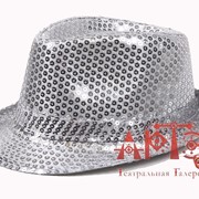 Гангстерская шляпа женская, серебряная фото
