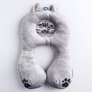 Подушка дорожная детская - Котёнок, ортопедическая, цвет серый фото