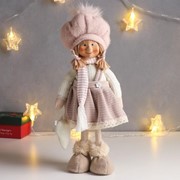 Кукла интерьерная “Малышка с хвостиками, в сарафане и розовой шапке, с сердцем“ 37,5 см фото