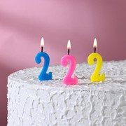 Свеча в торт на шпажке, цифра 2, МИКС, 4.5х2.5 см фотография