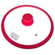 Крышка стеклянная 20см Satoshi с силиконовым ободом + ручка красный цв. 848-025 фото