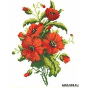 734( Т-31)Набор для вышивания Р-Студия “Красные цветочки“ , таблица 31Н ф.А-4 + нитки 26*20см фото