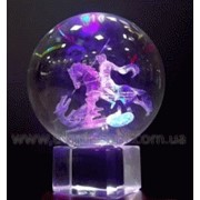 Кристалл с лазерной гравировкой Георгий Победоносец (шар на подставке) фото