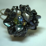 Браслет из черного агата (цветок) фото