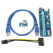 Адаптер-райзер PCE164P-N03 x1 to 16x. 60 см USB 3.0 Cable SATA to 6Pin Power ver.006С (PCE164P-N03 VER006C) фото
