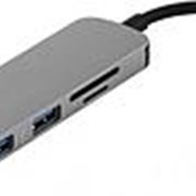 Адаптер-переходник GSMIN для подключения внешних устройств Type-C / HDMI - 2USB 3.0 - SD - Micro SD (Серый) фотография