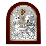 Икона Святой Георгий серебряная Silver Axion 260 х 310 мм с позолотой на деревянной основе фото