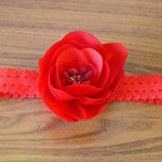 Детская повязка для девочки красная, цветок ручной работы фото