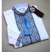 Изысканная белая вышитая рубашка для мужчин (Б-11) фотография