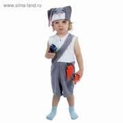 Карнавальный костюм для мальчика “Заяц“ от 1,5-3-х лет, велюр, комбинезон, шапка фотография