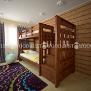 Двухъярусная кровать Авоська из натурального дерева фото