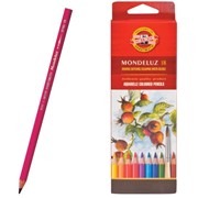 Карандаши цветные акварельные художественные KOH-I-NOOR "Mondeluz", 18 цветов, 3,8 мм, заточенные, европодвес,
